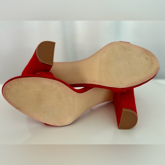 Lulu's Red Suede Ankle Strap Heels (SH90) - Picture 11 of 11